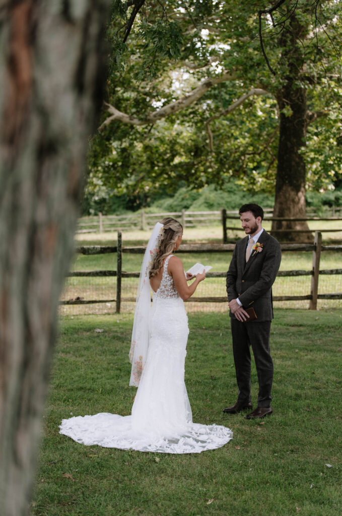 Private vows for bride and groom at Inn at Grace Winery in Glen Mills, PA