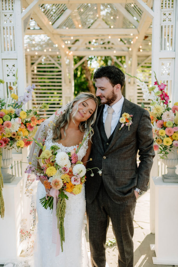 Wildflower and colorful wedding portraits at Terrain Gardens at Styers.